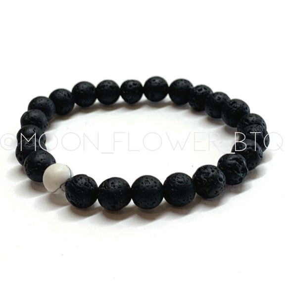 Lava Stone White Howlite Bracelet - Picture 5 of 7
